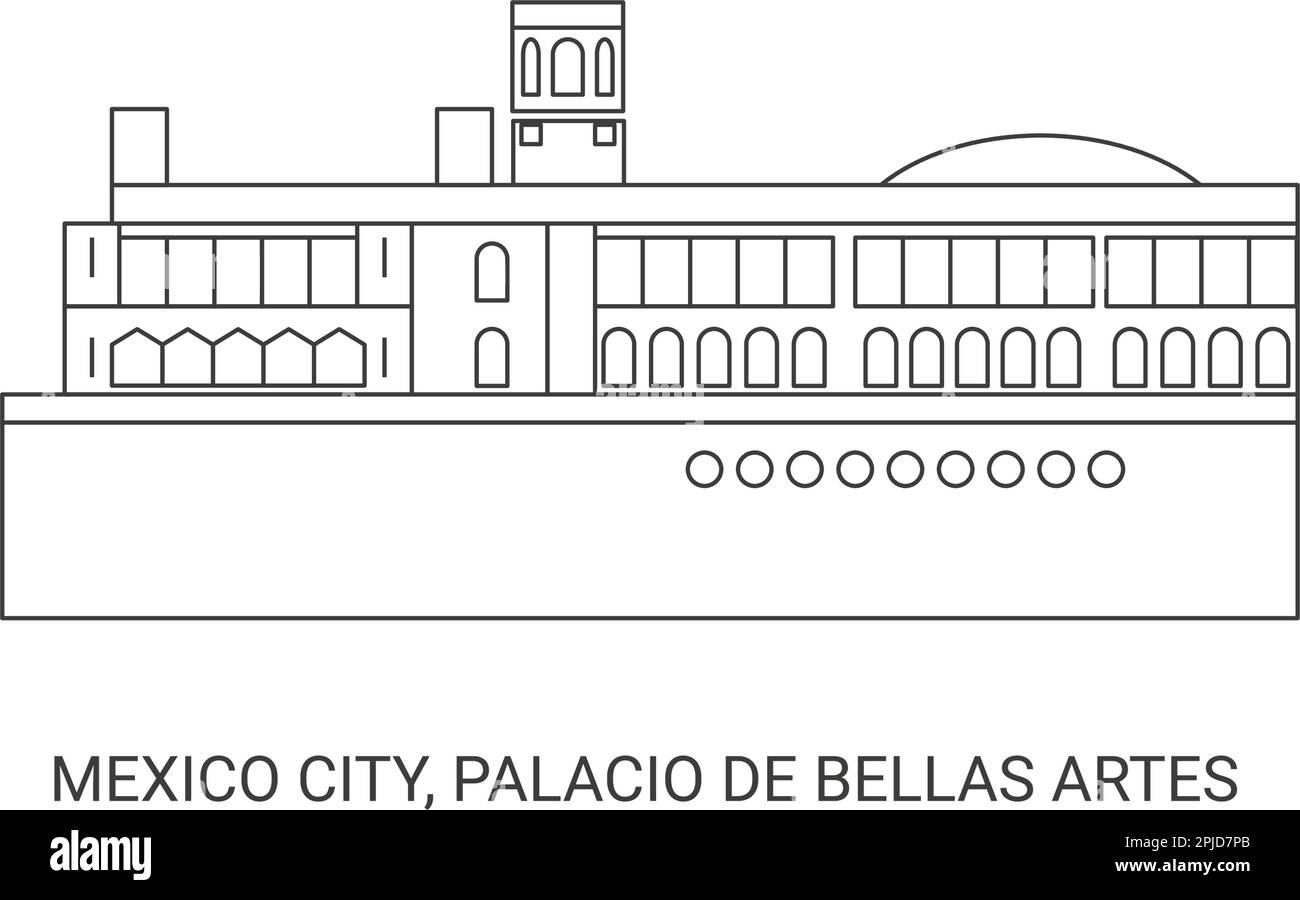 Messico, Città, Palacio De Bellas Artes, viaggio punto di riferimento vettoriale illustrazione Illustrazione Vettoriale