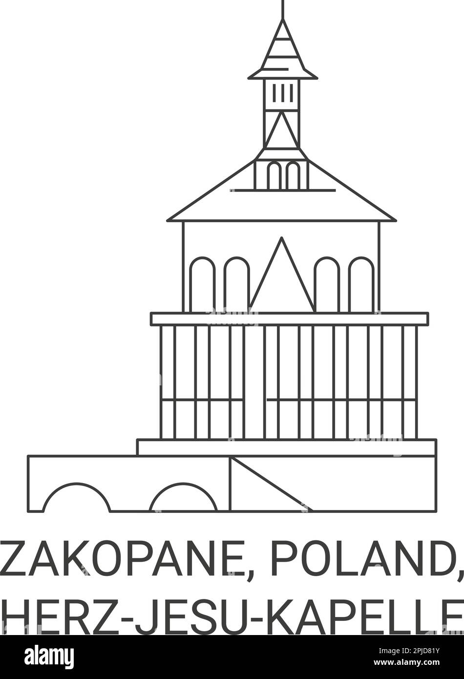 Polonia, Zakopane, Herzjesukapelle viaggio punto di riferimento vettore illustrazione Illustrazione Vettoriale