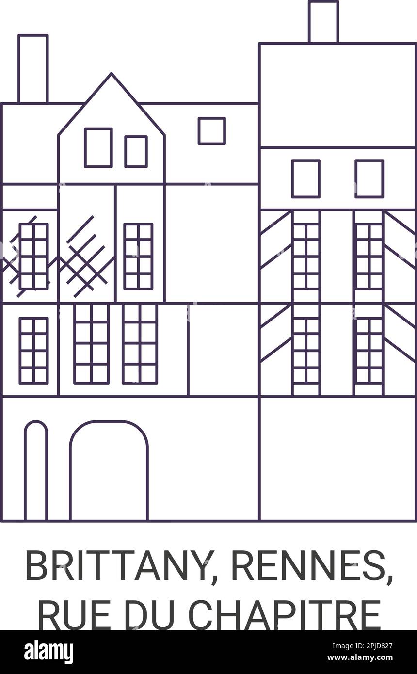 Francia, Rennes, Rue Du Chapitre viaggio punto di riferimento vettore illustrazione Illustrazione Vettoriale