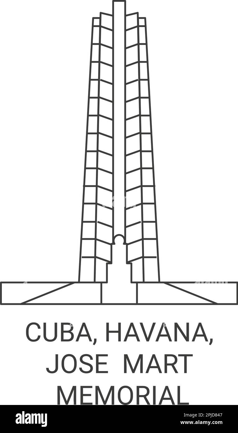 Cuba, l'Avana, Jose Mart Memorial viaggio punto di riferimento vettore illustrazione Illustrazione Vettoriale