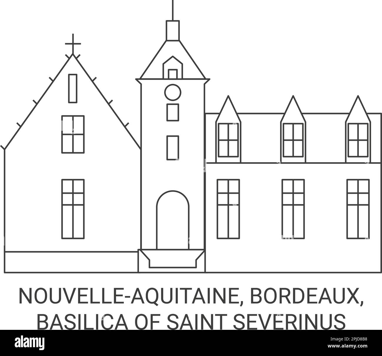 Francia, Bordeaux, Basilica di San Severinus viaggio punto di riferimento vettoriale illustrazione Illustrazione Vettoriale