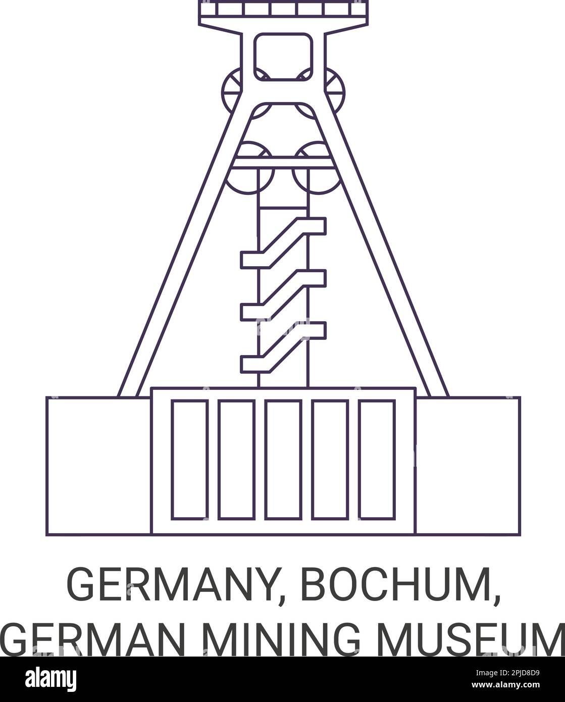 Germania, Bochum, Museo minerario tedesco viaggio punto di riferimento vettoriale illustrazione Illustrazione Vettoriale