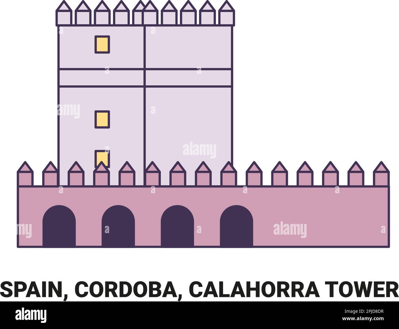 Spagna, Cordoba, Torre Calahorra, viaggio punto di riferimento vettore illustrazione Illustrazione Vettoriale