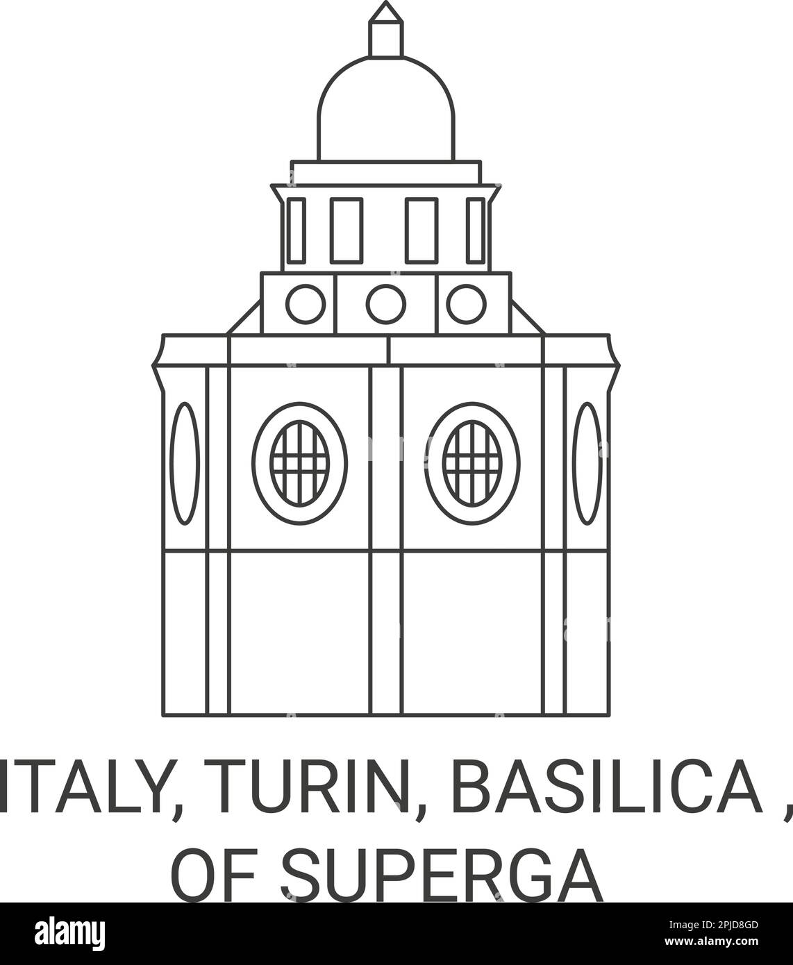 Italia, Torino, Basilica , di Superga viaggio punto di riferimento vettoriale illustrazione Illustrazione Vettoriale