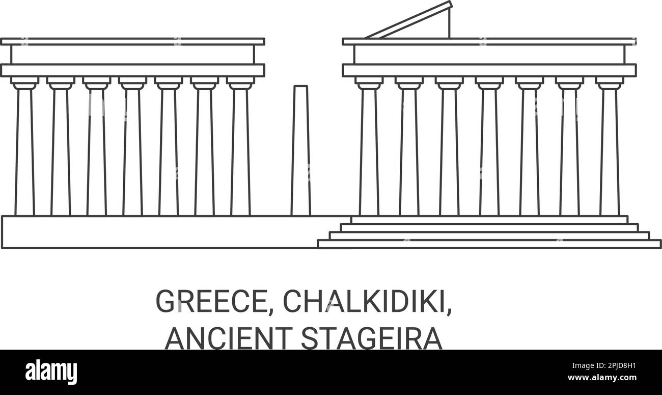 Grecia, Chalkidiki, Stageira antica, viaggio punto di riferimento vettore illustrazione Illustrazione Vettoriale