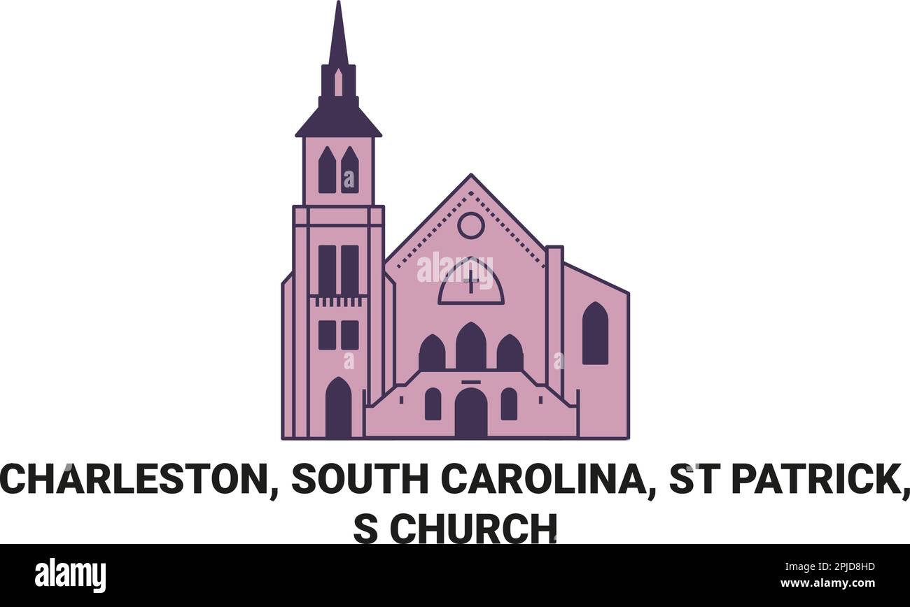 Stati Uniti, Charleston, Carolina del Sud, St Patrick, S Chiesa viaggio punto di riferimento vettore illustrazione Illustrazione Vettoriale