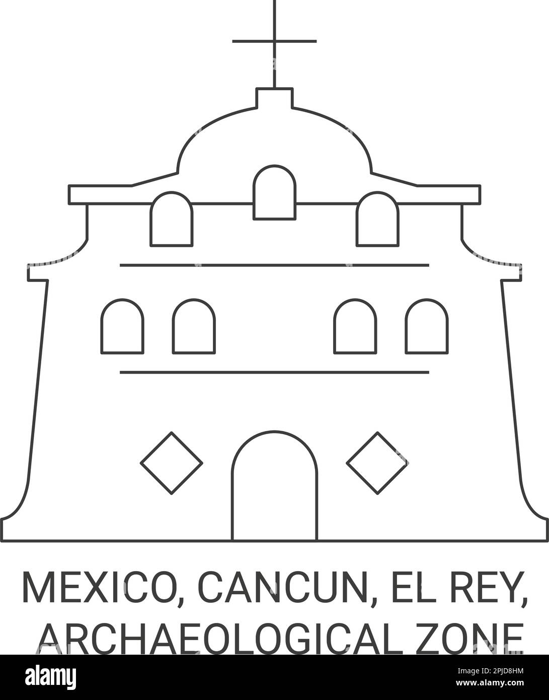 Messico, Cancun, El Rey, Area Archeologica viaggio punto di riferimento vettoriale illustrazione Illustrazione Vettoriale