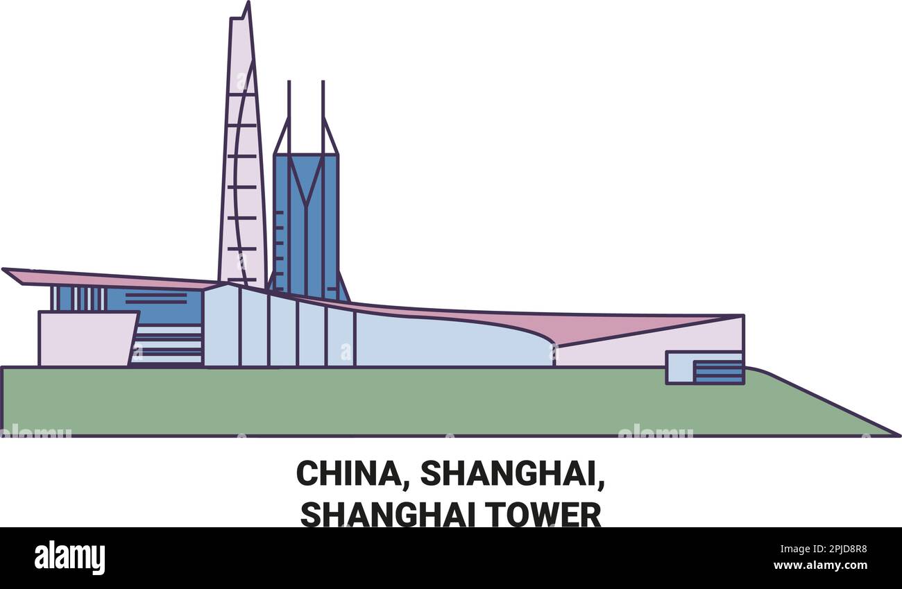 Cina, Shanghai, Shanghai Tower viaggio punto di riferimento vettore illustrazione Illustrazione Vettoriale