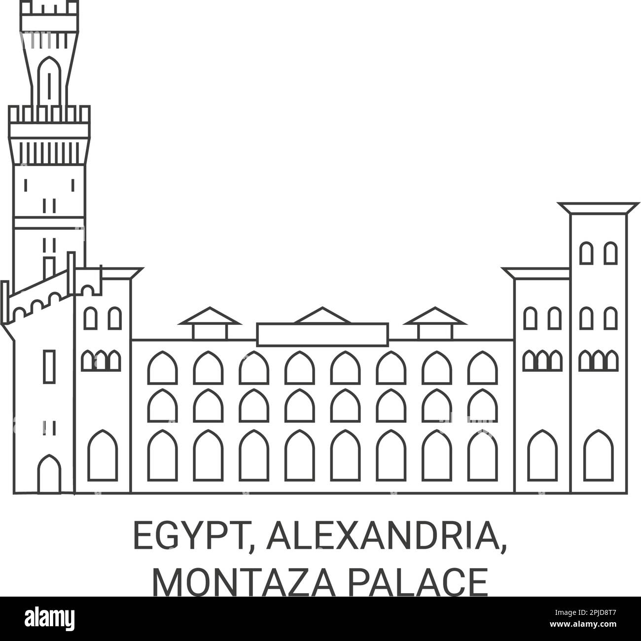 Egitto, Alessandria, Montaza Palace viaggio punto di riferimento vettoriale illustrazione Illustrazione Vettoriale