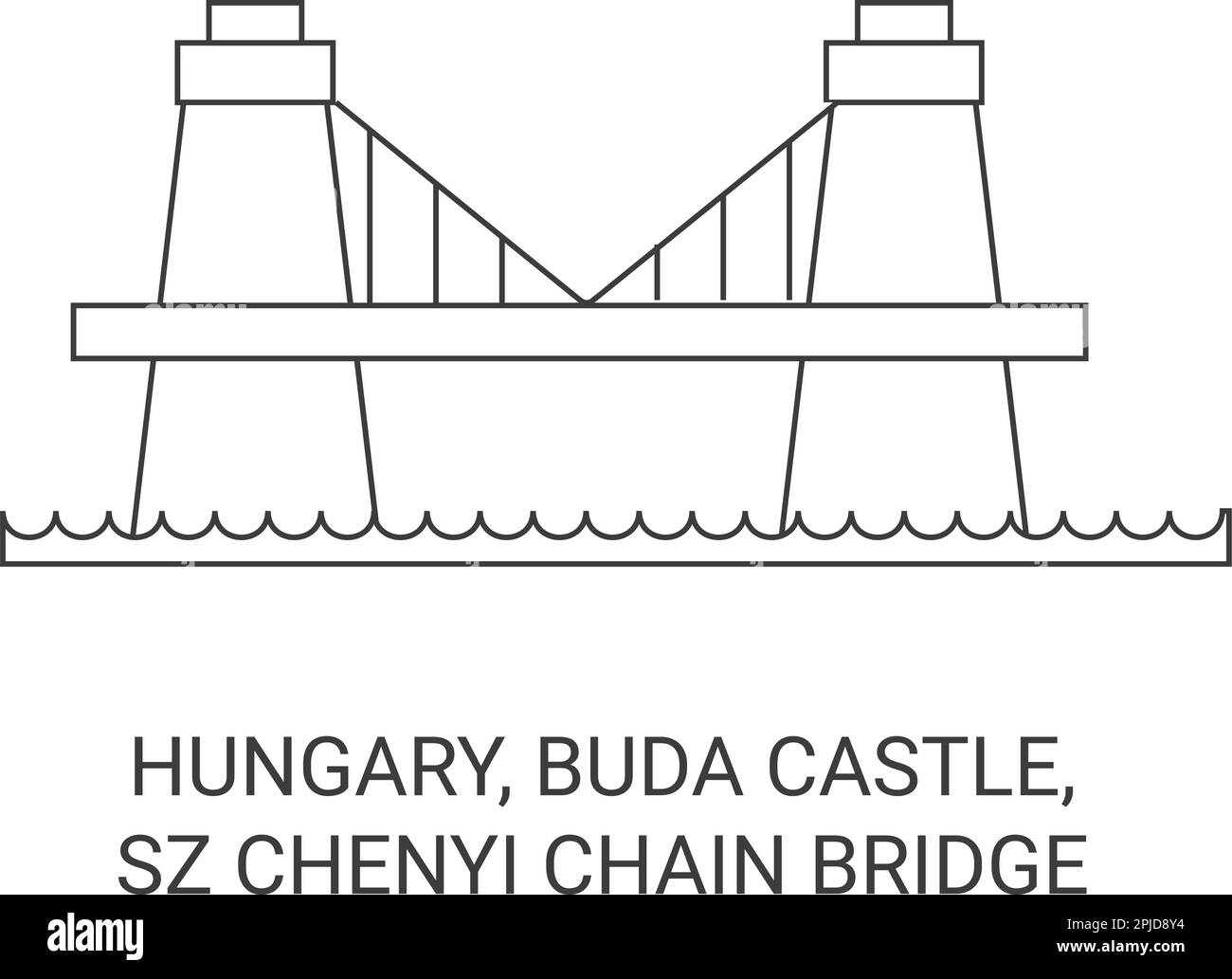 Ungheria, Castello di Buda, Ponte delle catene Szchenyi viaggio punto di riferimento vettore illustrazione Illustrazione Vettoriale