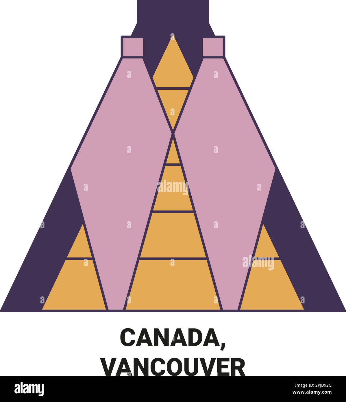 Canada, Vancouver viaggio riferimento vettoriale illustrazione Illustrazione Vettoriale