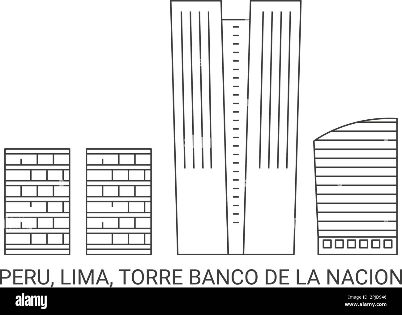 Perù, Lima, Torre Banco De la Nacion viaggio punto di riferimento vettore illustrazione Illustrazione Vettoriale