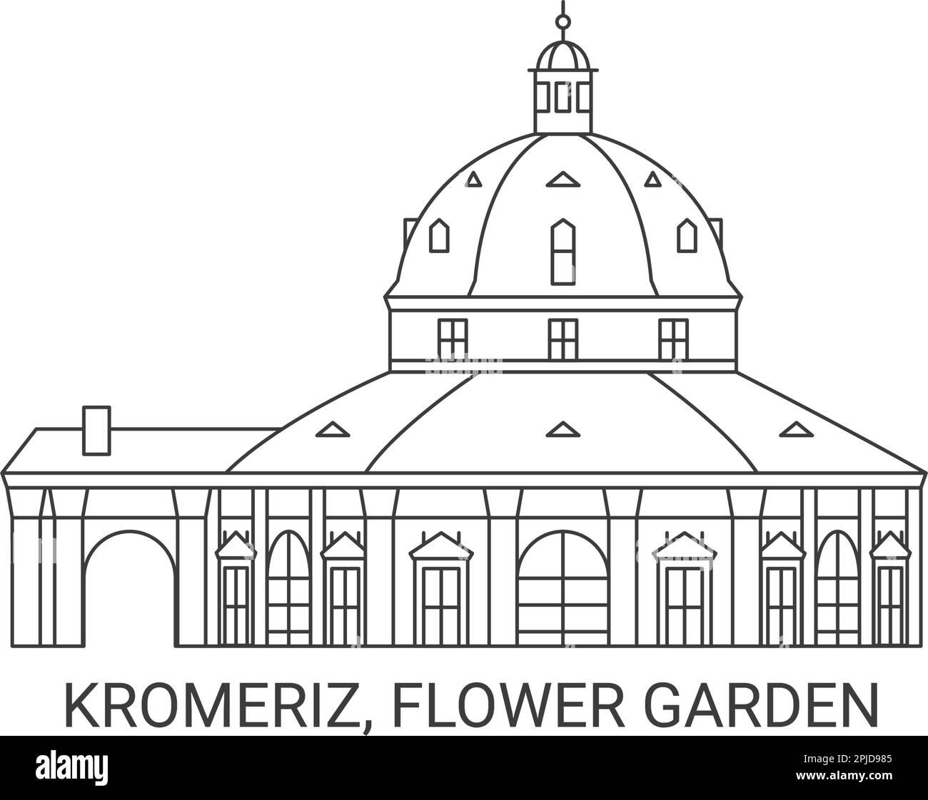 Repubblica Ceca, Kromeriz, Giardino dei Fiori, viaggio punto di riferimento vettoriale illustrazione Illustrazione Vettoriale