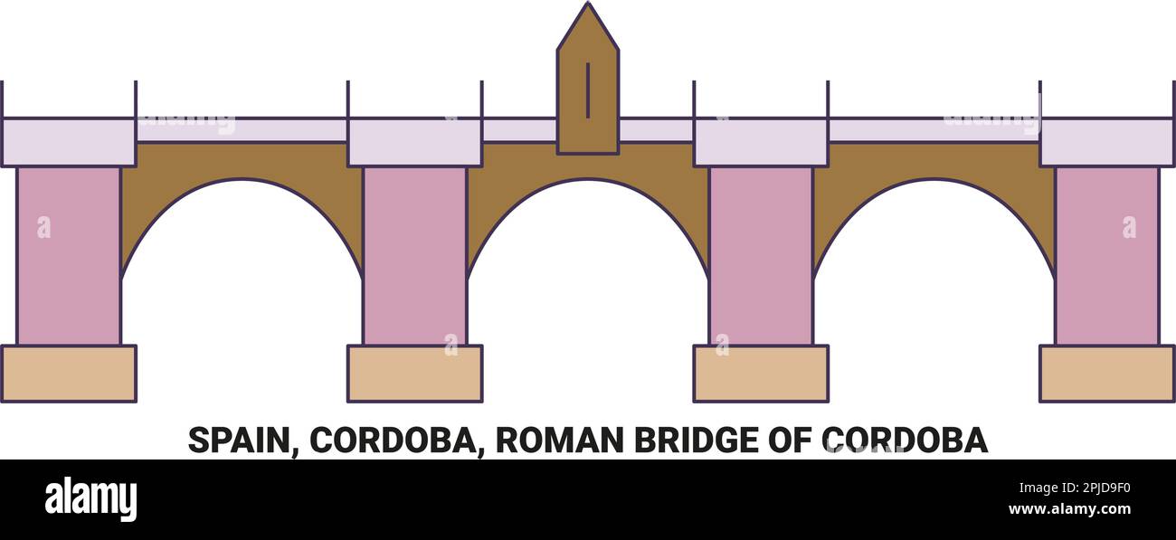 Spagna, Cordoba, Ponte Romano di C, rdoba viaggio punto di riferimento vettore illustrazione Illustrazione Vettoriale