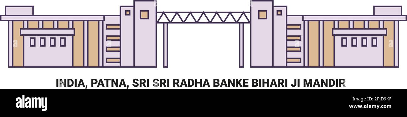 India, Patna, Sri Sri Radha Banke Bihari Ji Mandir viaggio punto di riferimento illustrazione vettore Illustrazione Vettoriale