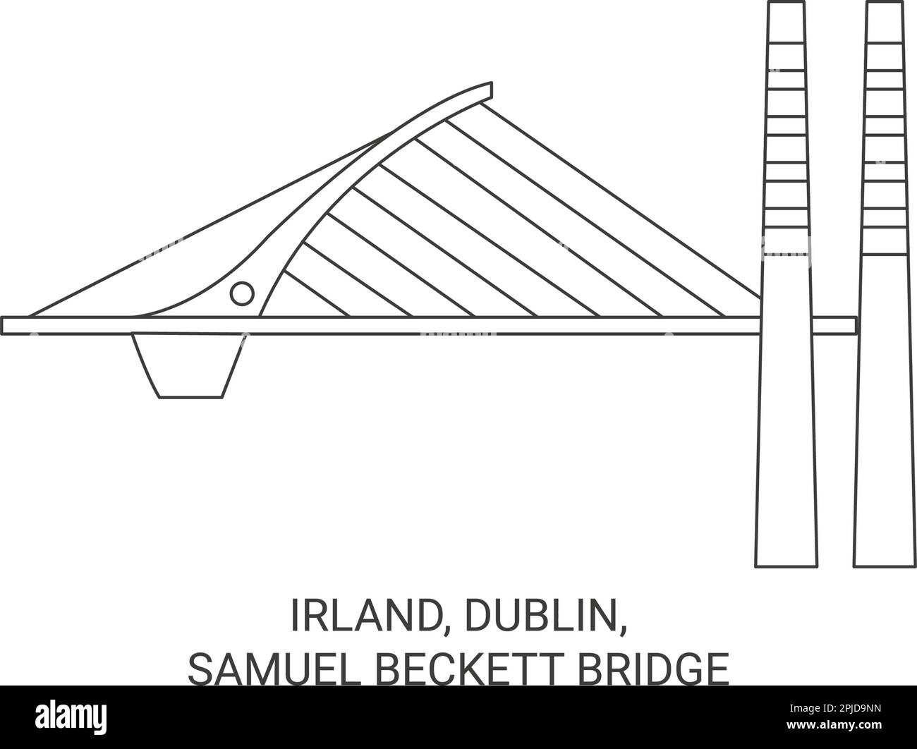 Irland, Dublino, Samuel Beckett Bridge viaggio punto di riferimento vettore illustrazione Illustrazione Vettoriale