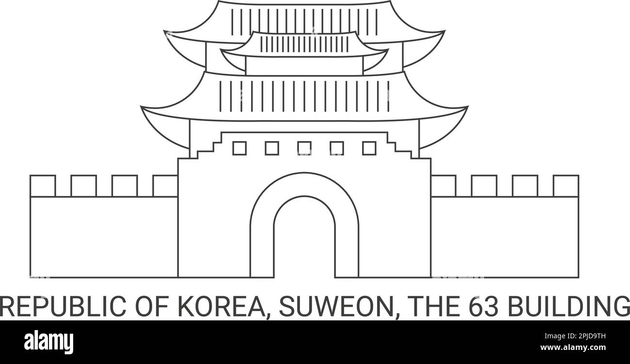 Repubblica di Corea, Suweon, l'edificio, viaggio punto di riferimento vettoriale illustrazione Illustrazione Vettoriale