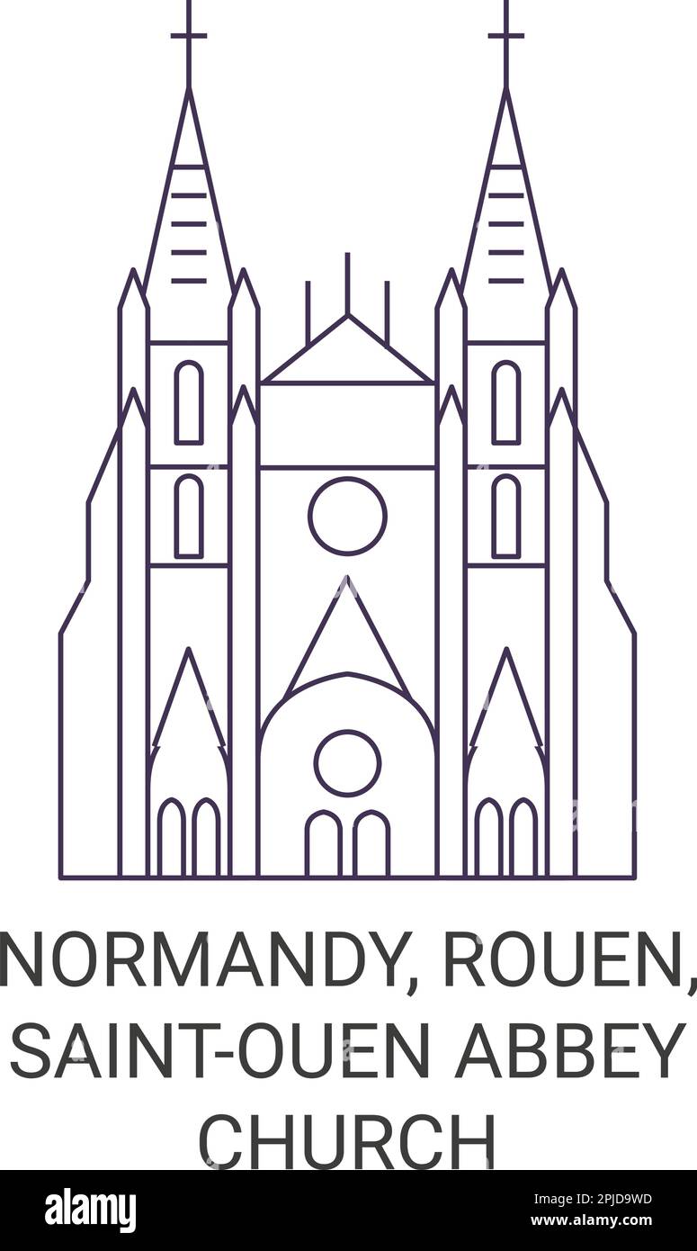 Francia, Normandia, Rouen, Saintouen Abbey Church viaggio punto di riferimento vettoriale illustrazione Illustrazione Vettoriale