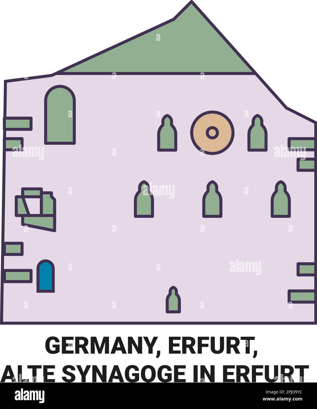 Germania, Erfurt, Alte Synagoge a Erfurt viaggio punto di riferimento vettore illustrazione Illustrazione Vettoriale