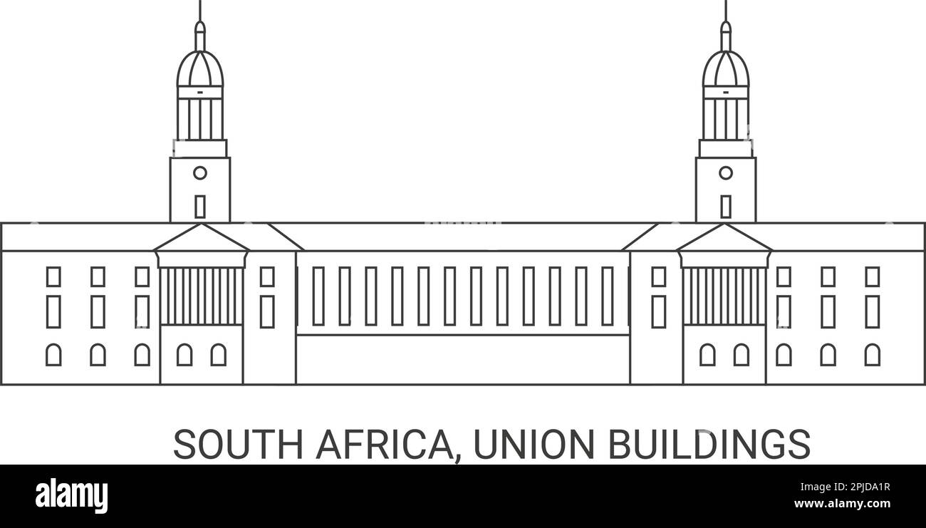 Sudafrica, edifici dell'Unione, illustrazione vettoriale di riferimento di viaggio Illustrazione Vettoriale