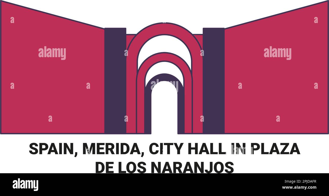 Spagna, Merida, Municipio in Plaza De Los Naranjos viaggio punto di riferimento vettore illustrazione Illustrazione Vettoriale