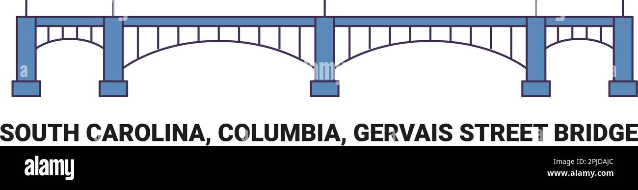 Stati Uniti, Carolina del Sud, Columbia, Gervais Street Bridge, viaggio punto di riferimento vettore illustrazione Illustrazione Vettoriale