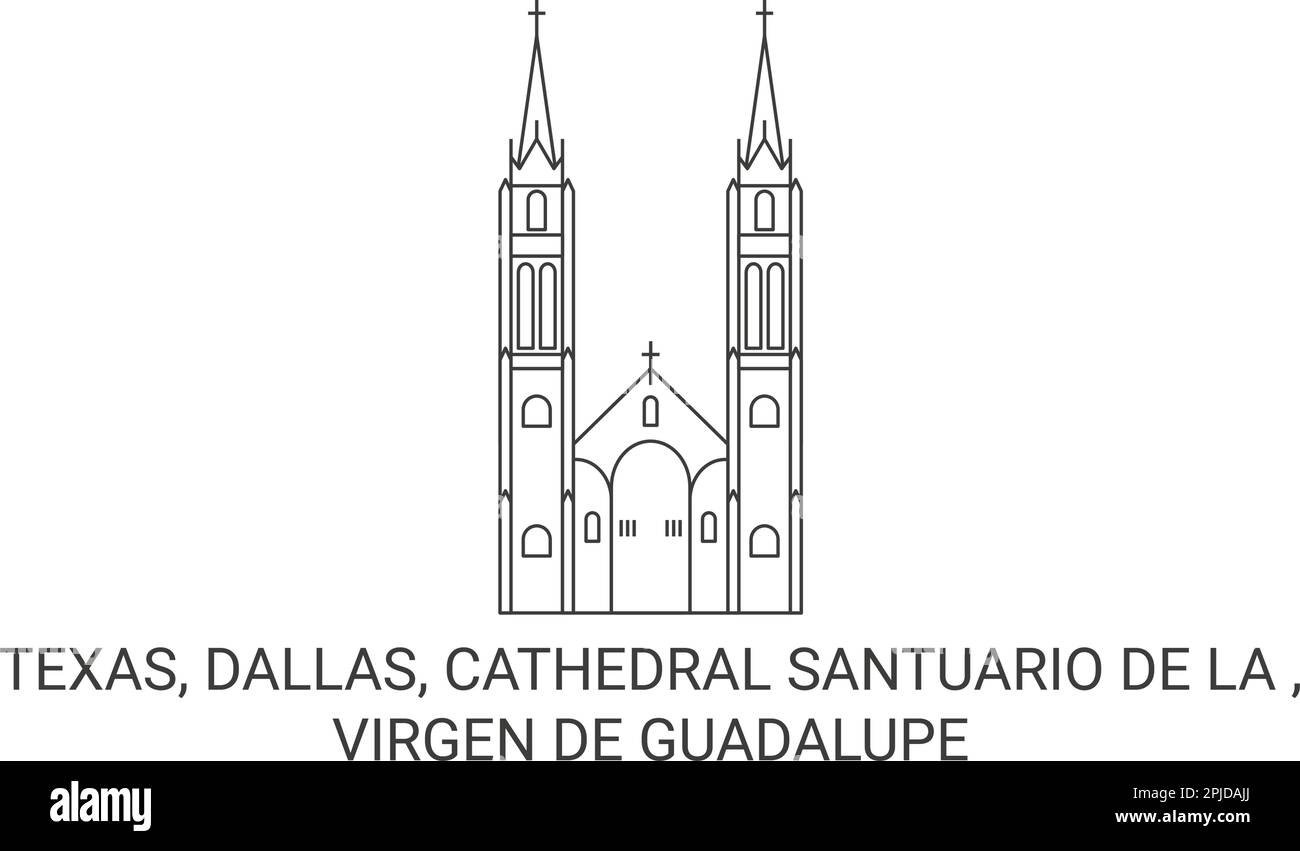 Stati Uniti, Texas, Dallas, Cattedrale Santuario De la , Virgen De Guadalupe viaggio punto di riferimento vettore illustrazione Illustrazione Vettoriale