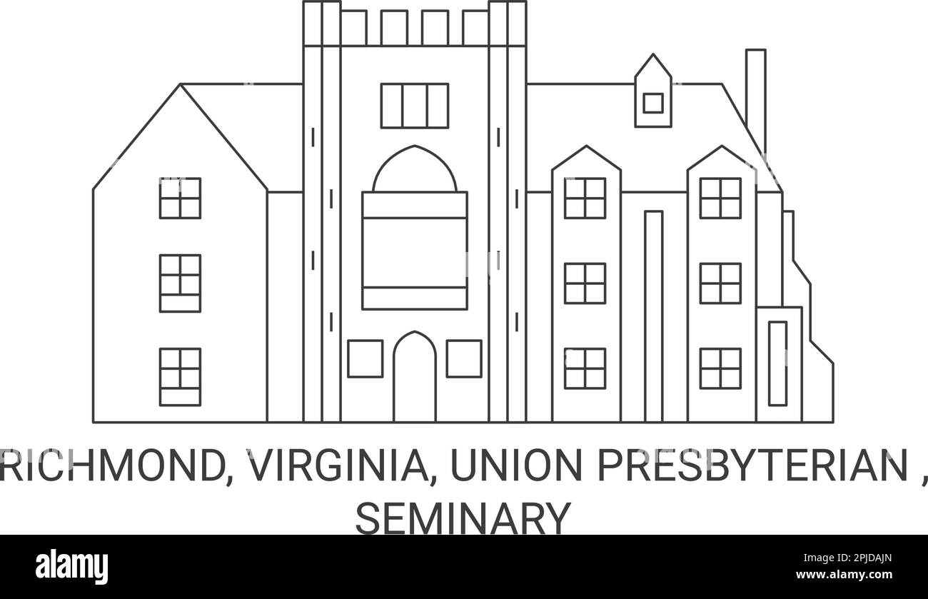 Stati Uniti, Richmond, Virginia, Union Presbyterian , Seminary viaggio punto di riferimento vettore illustrazione Illustrazione Vettoriale