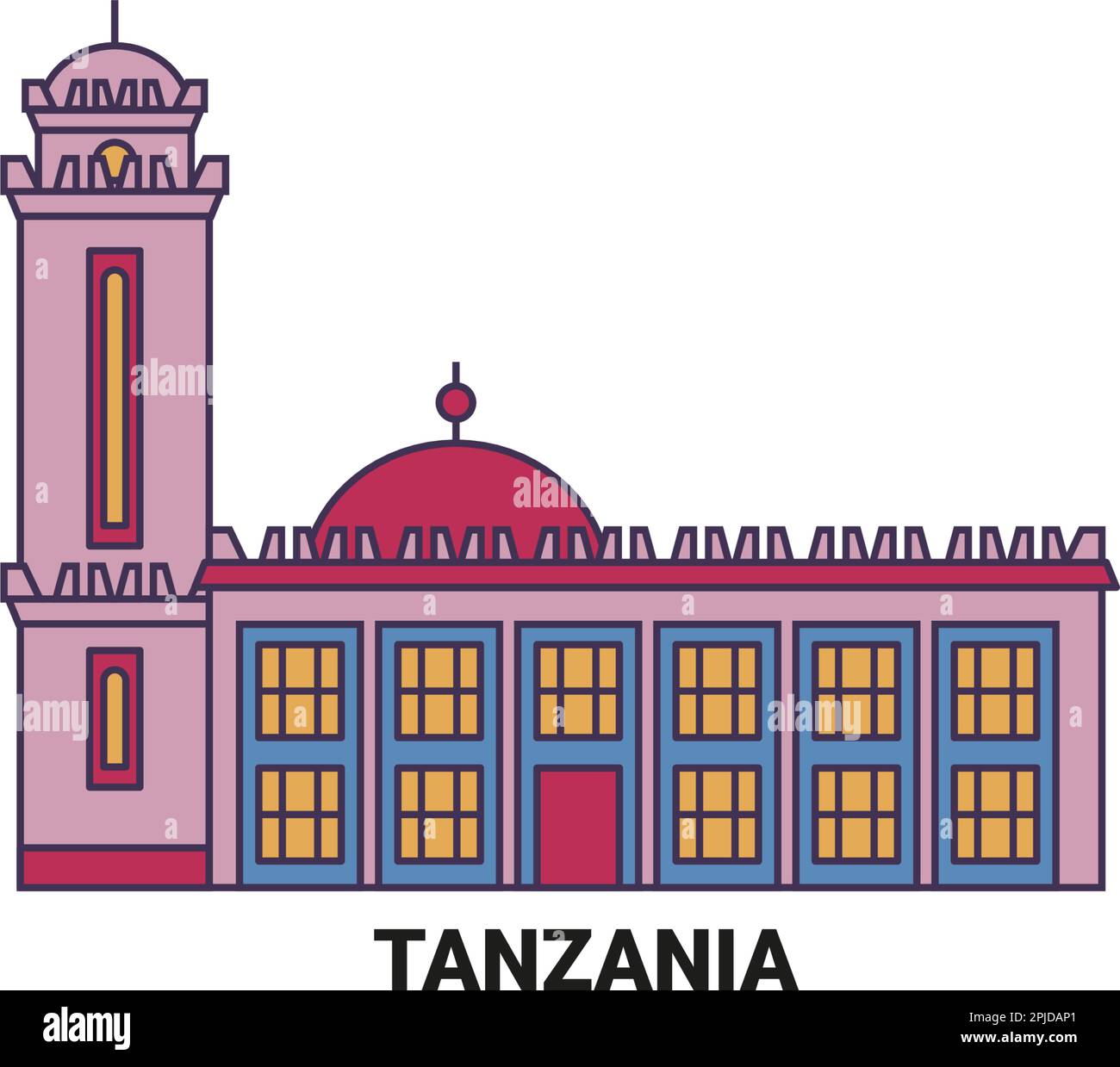 Illustrazione del vettore riferimento anatomico di viaggio in Tanzania Illustrazione Vettoriale
