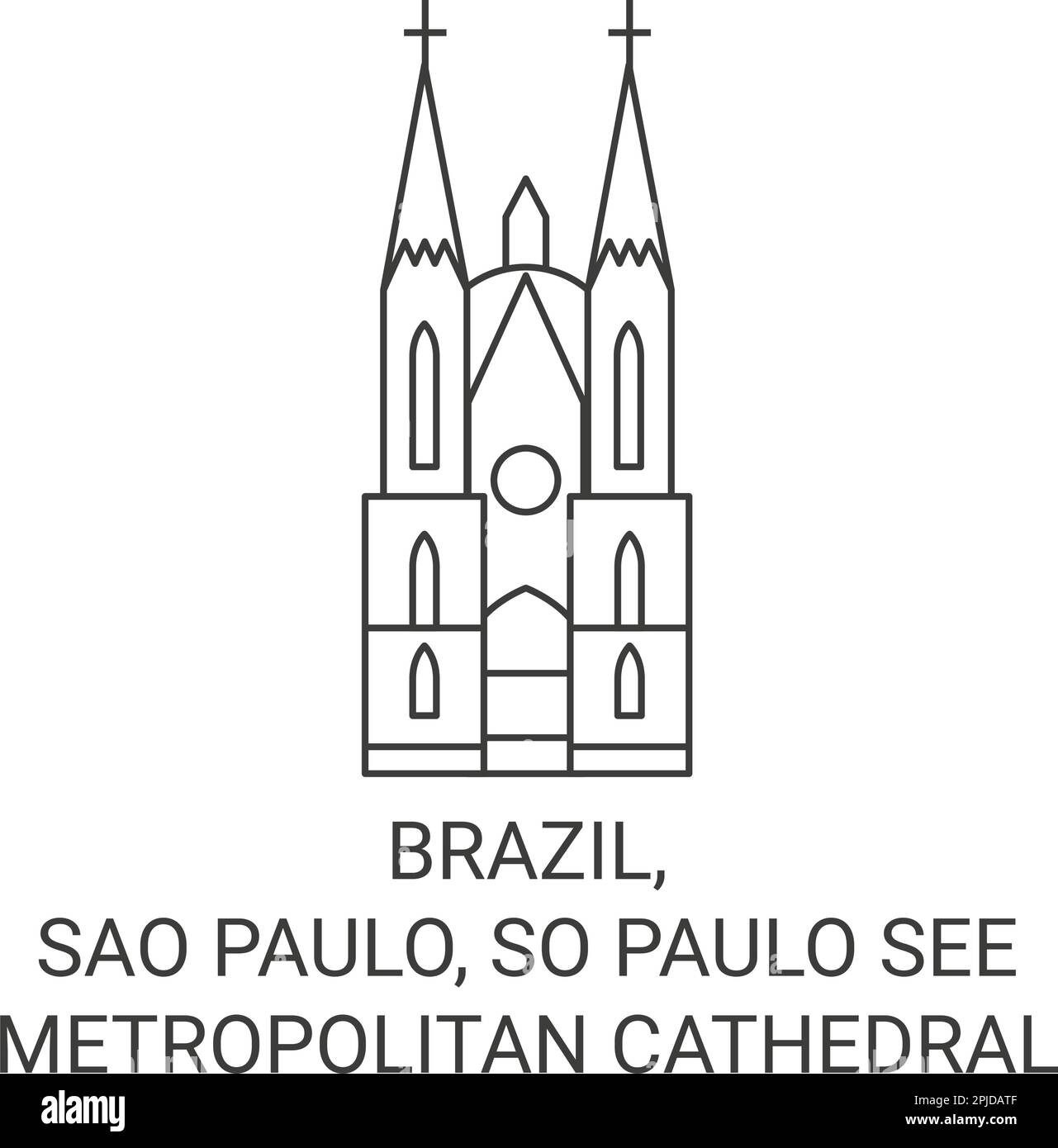 Brasile, Sao Paulo, così Paulo vedere Metropolitan Cathedral viaggio punto di riferimento vettore illustrazione Illustrazione Vettoriale