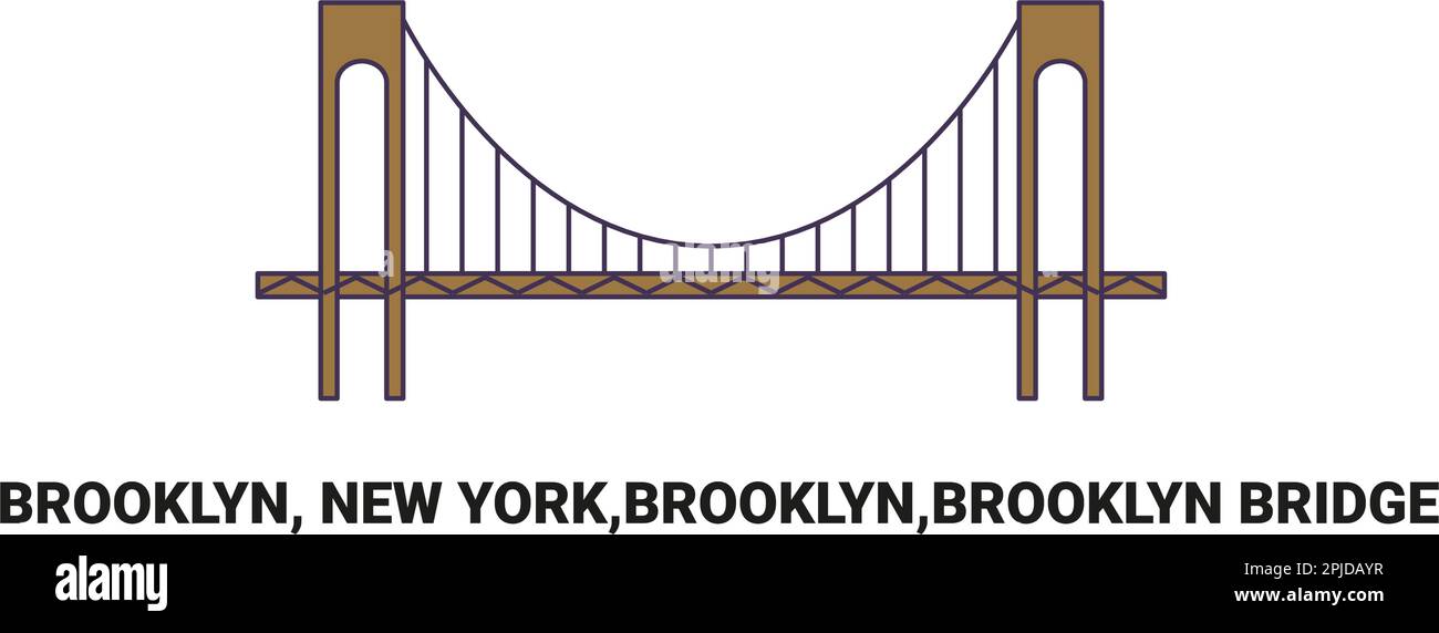 Stati Uniti, Brooklyn, New York,Brooklyn,Ponte di Brooklyn , viaggio punto di riferimento vettore illustrazione Illustrazione Vettoriale