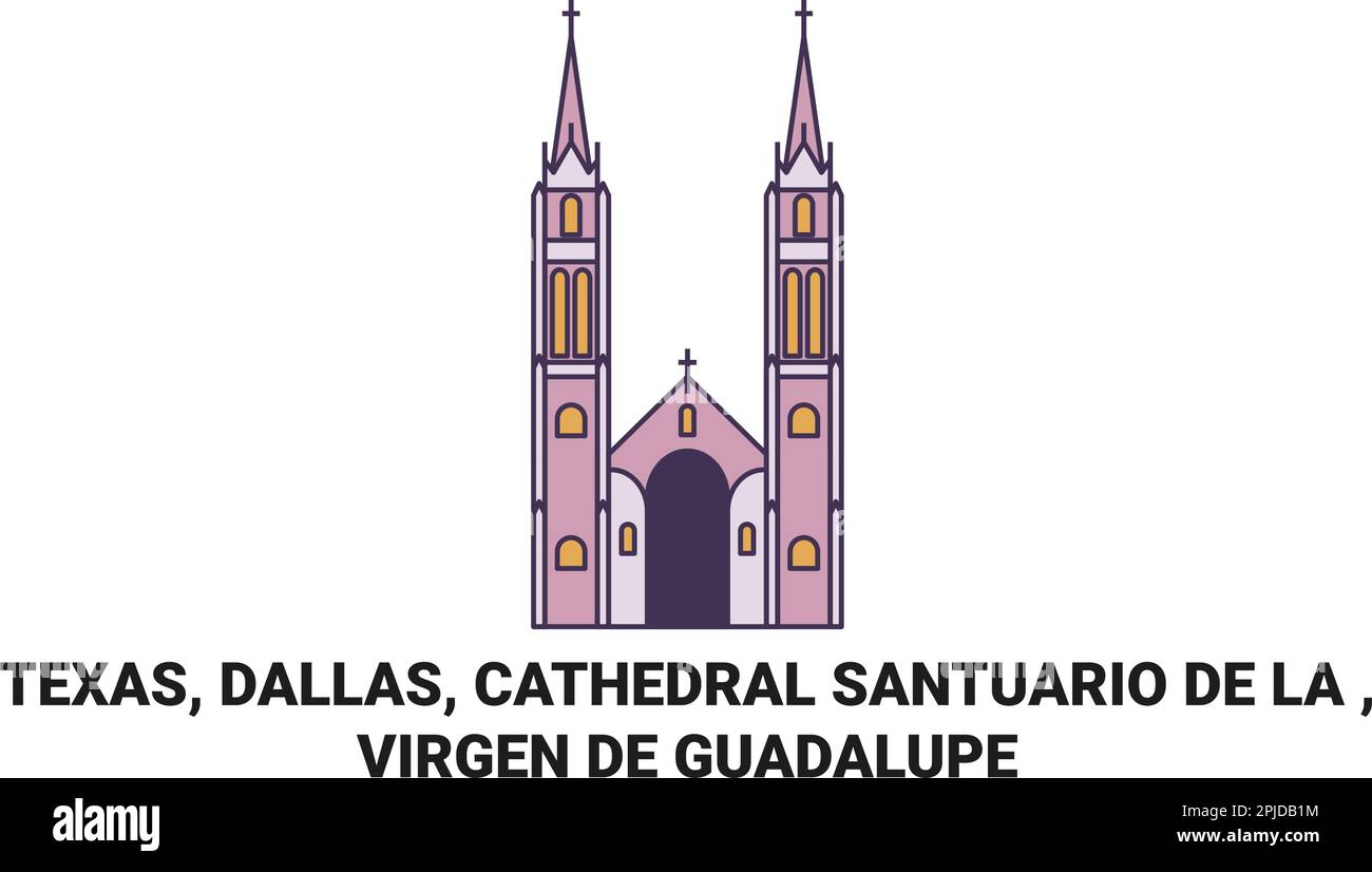 Stati Uniti, Texas, Dallas, Cattedrale Santuario De la , Virgen De Guadalupe viaggio punto di riferimento vettore illustrazione Illustrazione Vettoriale