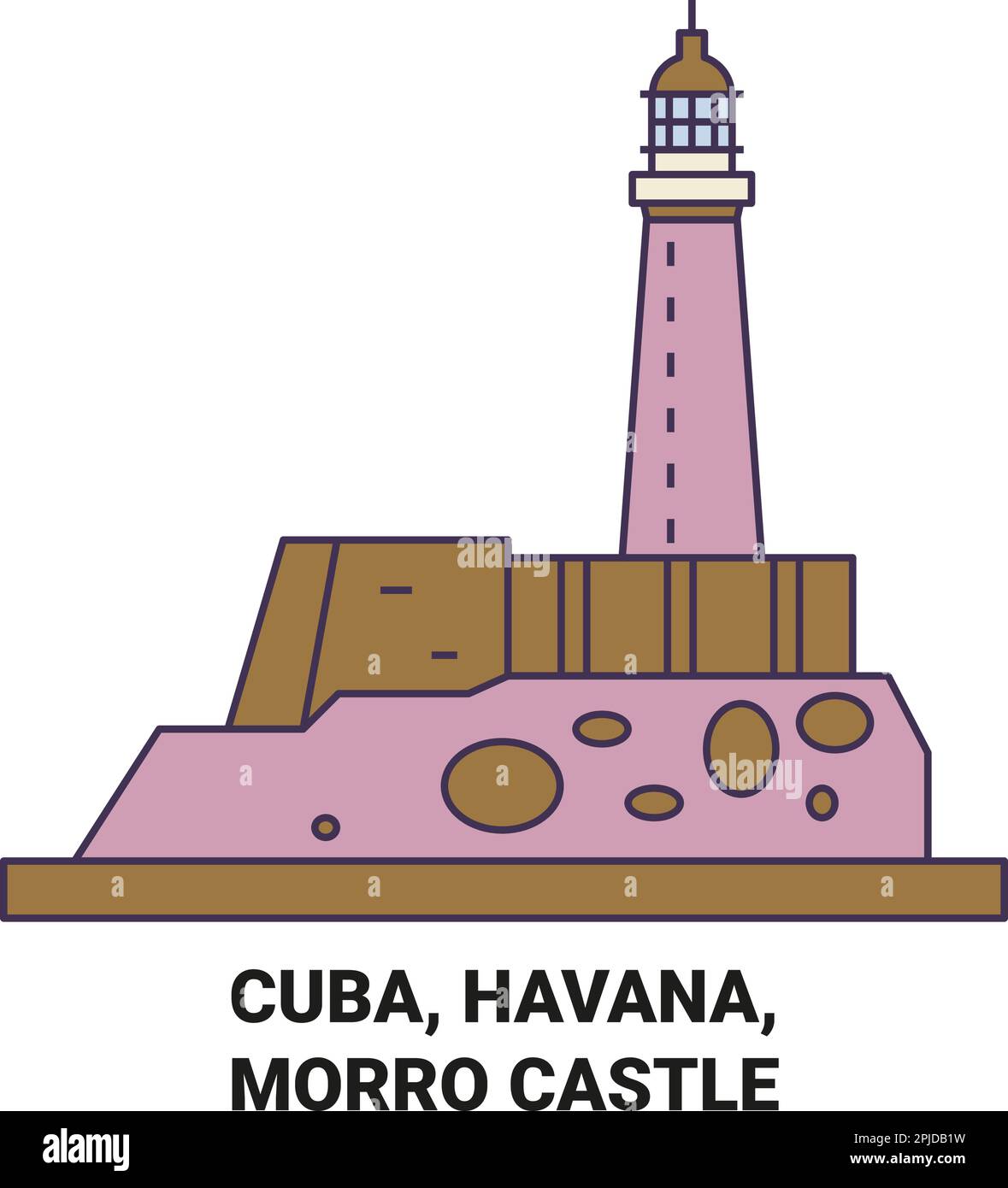 Cuba, l'Avana, Morro Castello viaggio punto di riferimento vettore illustrazione Illustrazione Vettoriale