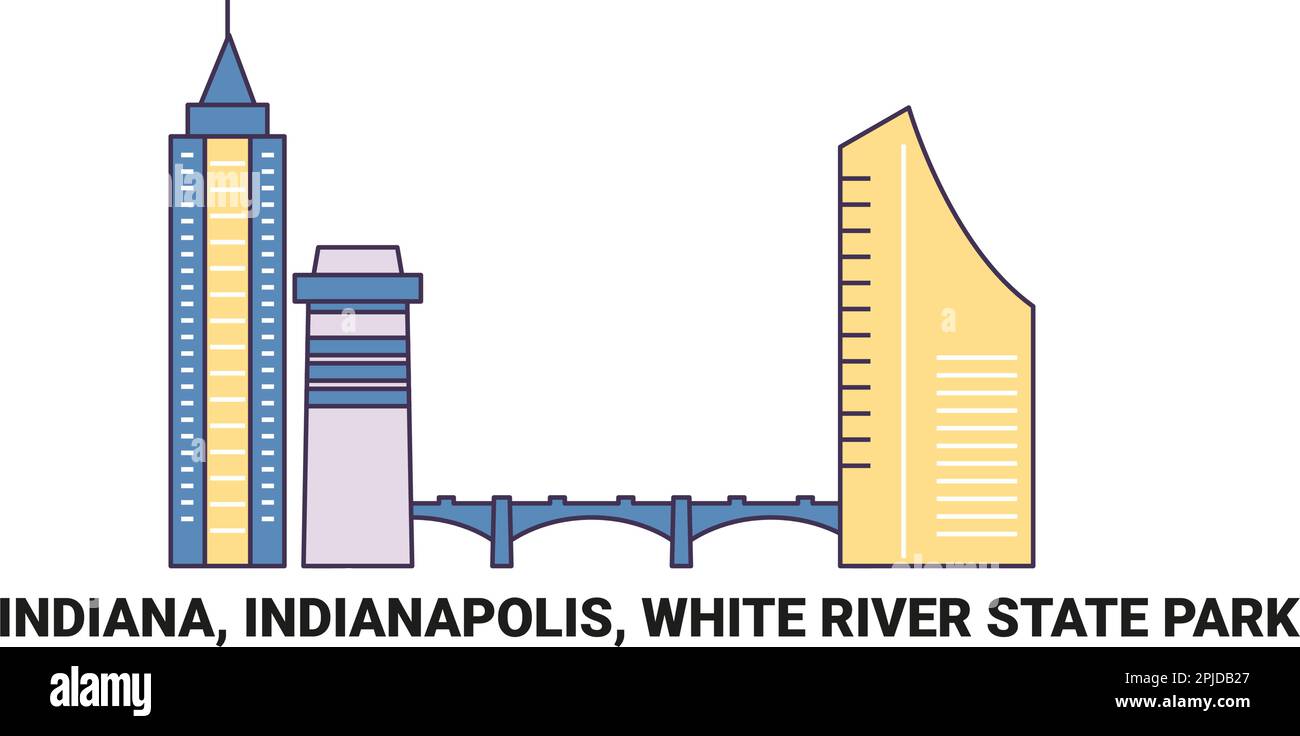 Stati Uniti, Indiana, Indianapolis, White River state Park, viaggio punto di riferimento vettore illustrazione Illustrazione Vettoriale