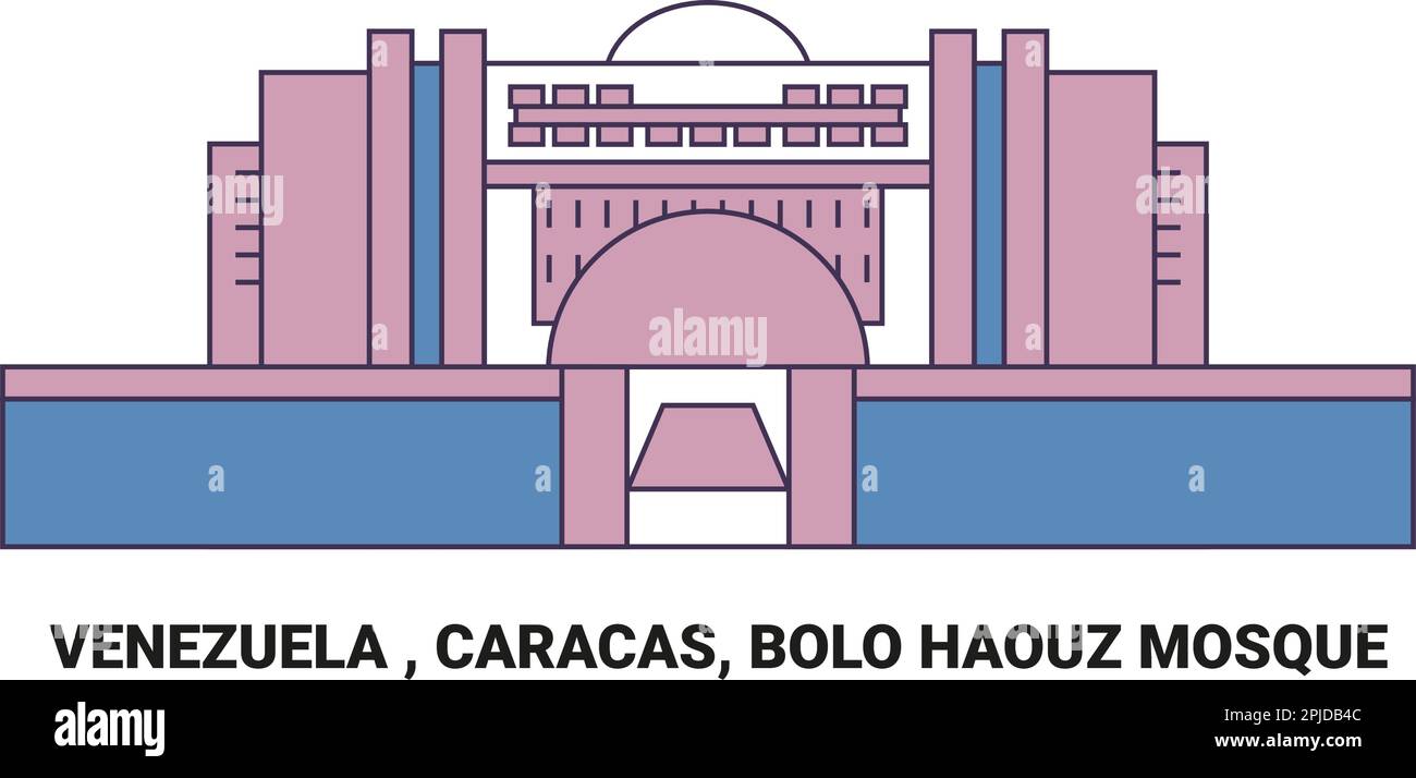 Venezuela , Caracas, Moschea Bolo Haouz, viaggio punto di riferimento vettore illustrazione Illustrazione Vettoriale