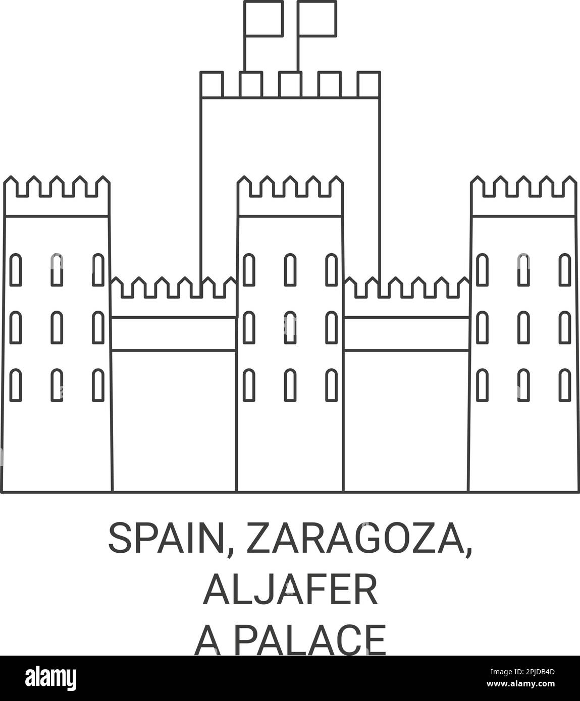 Spagna, Saragozza, Aljafera Palace viaggio punto di riferimento vettoriale illustrazione Illustrazione Vettoriale