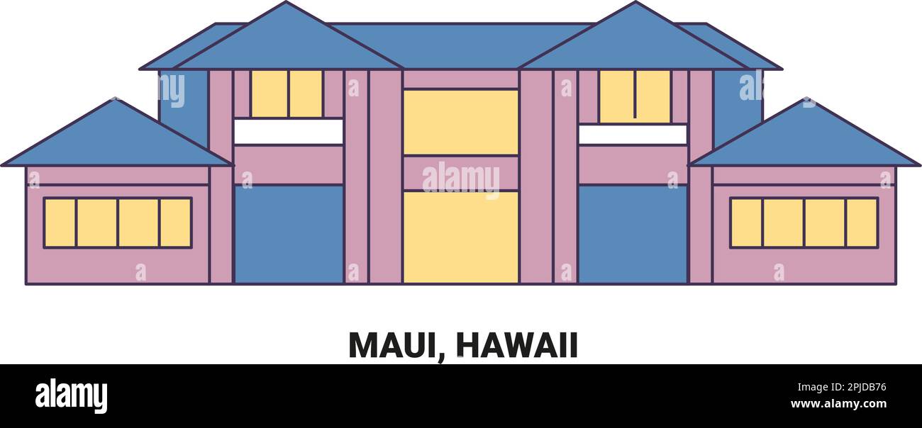 Stati Uniti, Maui, Hawaii, viaggio punto di riferimento vettoriale illustrazione Illustrazione Vettoriale