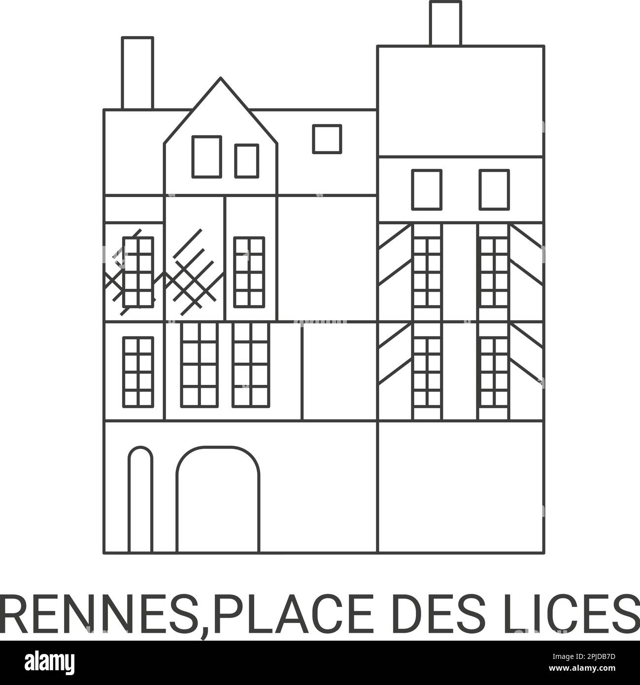 Francia. Rennes,Place Des Lices, illustrazione vettoriale di un punto di riferimento del viaggio Illustrazione Vettoriale