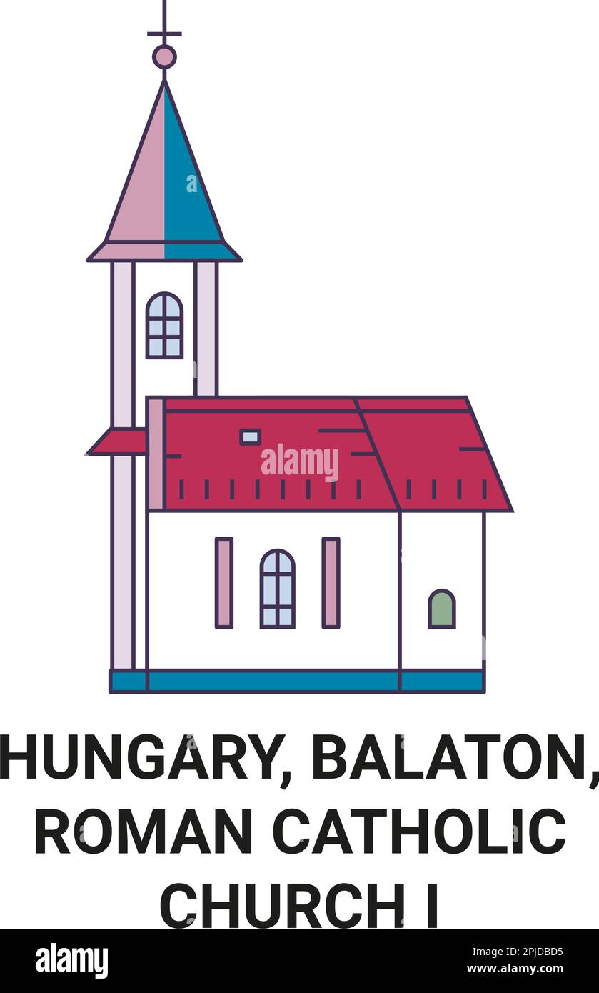 Ungheria, Balaton, Chiesa cattolica romana a Krshegy viaggio punto di riferimento vettore illustrazione Illustrazione Vettoriale
