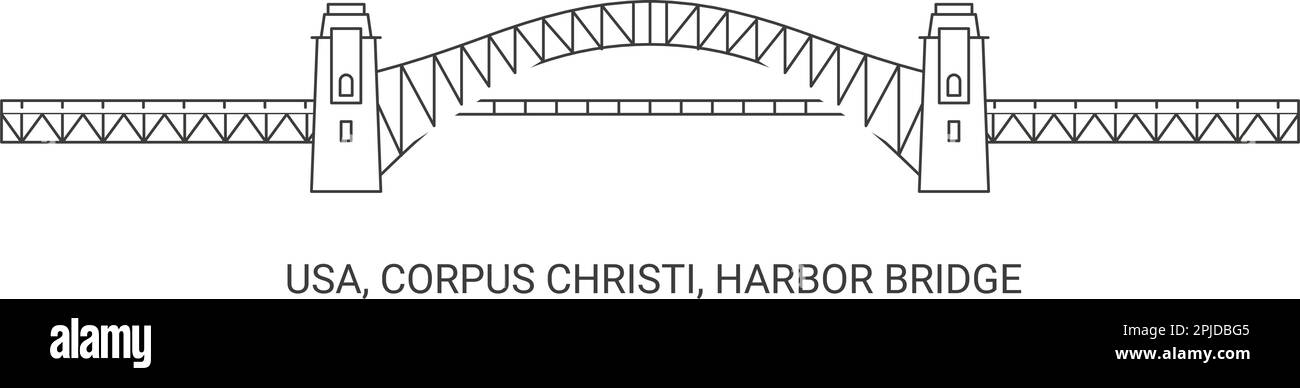 USA, Corpus Christi, Harbor Bridge viaggio punto di riferimento vettore illustrazione Illustrazione Vettoriale