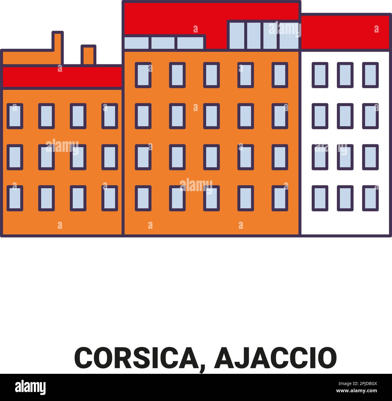 Francia, Corsica, Ajaccio viaggio punto di riferimento vettore illustrazione Illustrazione Vettoriale