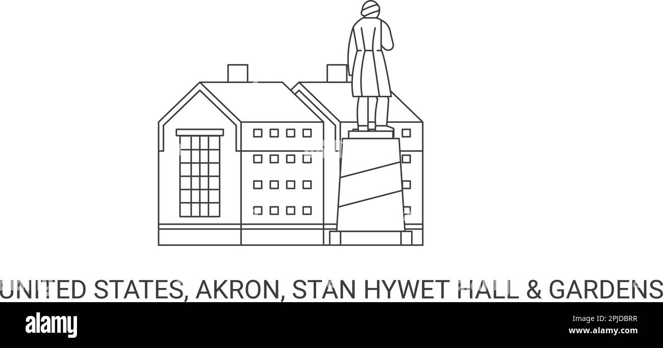 Stati Uniti, Akron, Stan Hywet Hall & Gardens, viaggio punto di riferimento vettore illustrazione Illustrazione Vettoriale