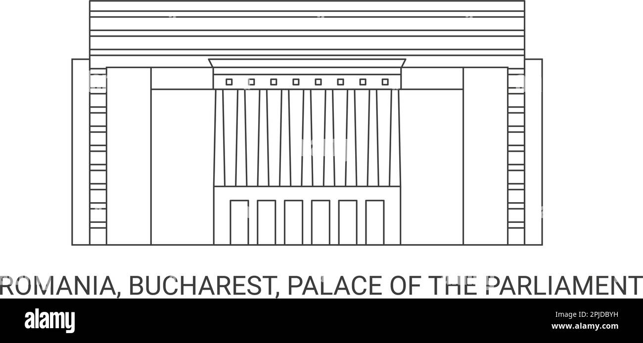 Romania, Bucarest, Palazzo del Parlamento, viaggio punto di riferimento vettore illustrazione Illustrazione Vettoriale