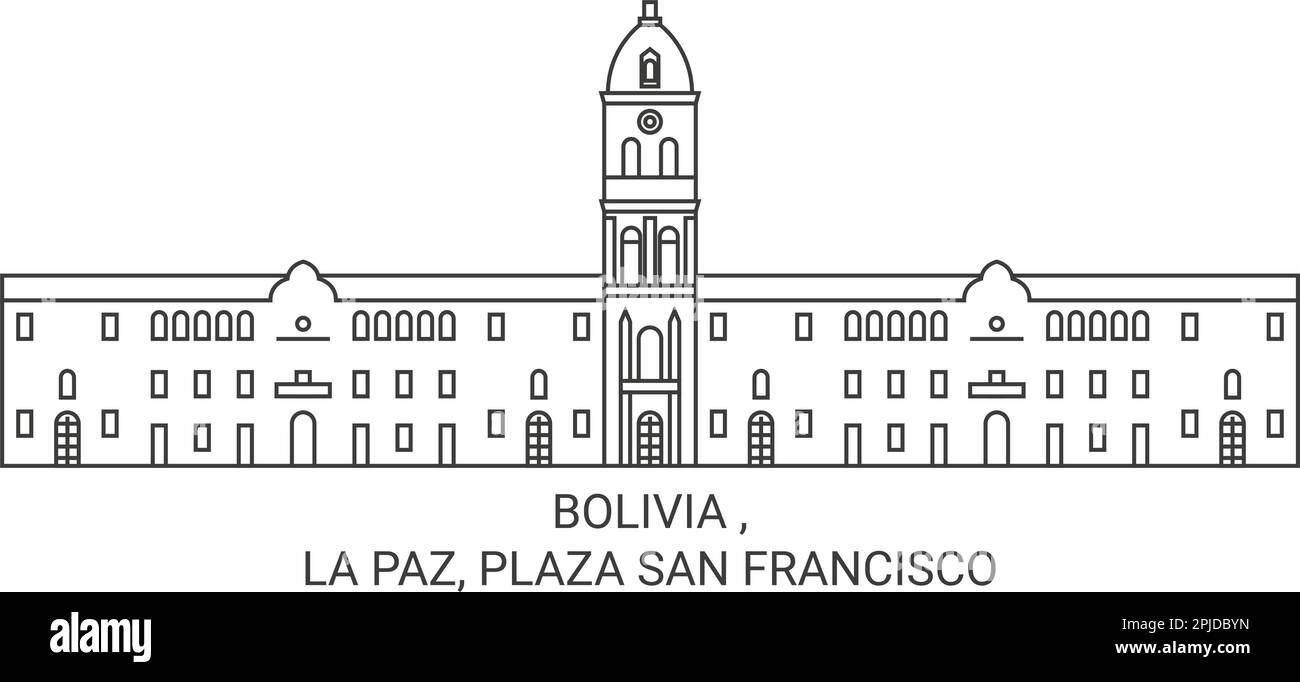 Bolivia , la Paz, Plaza San Francisco viaggio punto di riferimento vettore illustrazione Illustrazione Vettoriale