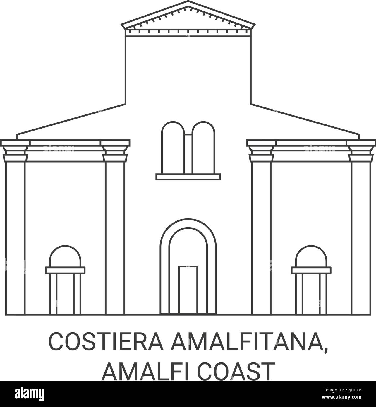 Italia, Costiera Amalfitana, Costiera Amalfitana viaggio punto di riferimento vettoriale illustrazione Illustrazione Vettoriale