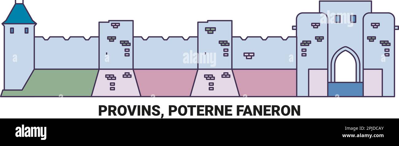 Francia, Provins, Poterne Faneron, viaggio punto di riferimento vettore illustrazione Illustrazione Vettoriale