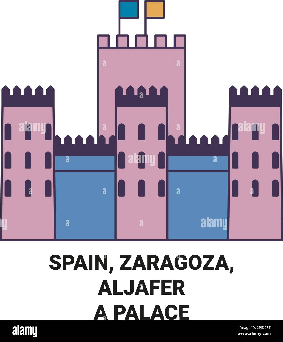 Spagna, Saragozza, Aljafera Palace viaggio punto di riferimento vettoriale illustrazione Illustrazione Vettoriale