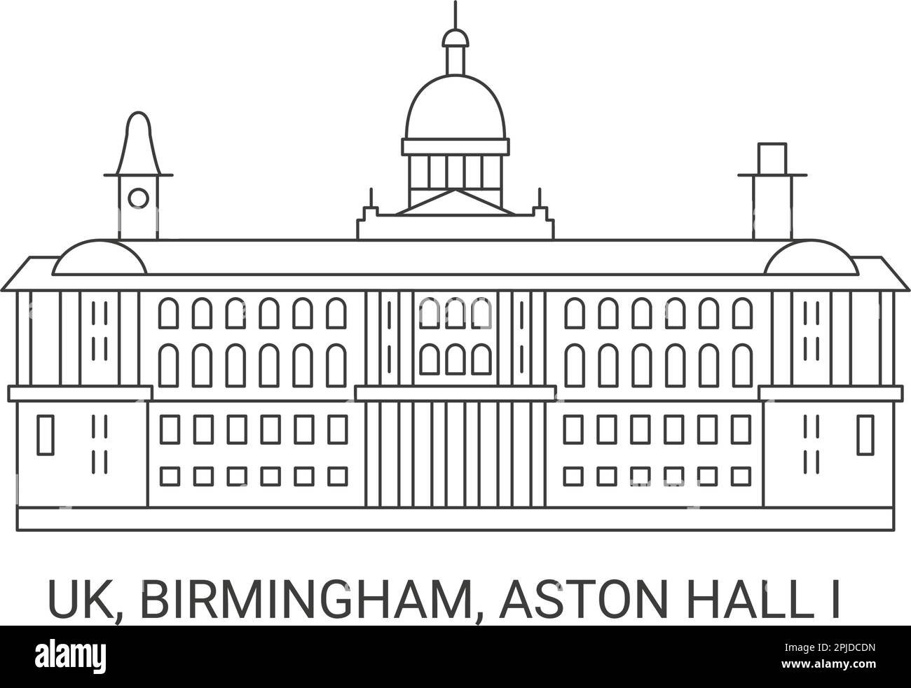 Inghilterra, Birmingham, Aston Hall i, illustrazione vettoriale di riferimento di viaggio Illustrazione Vettoriale