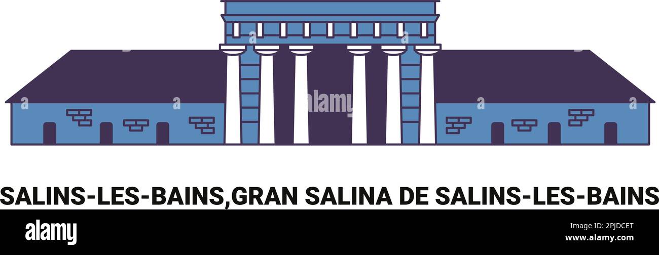 Francia, Salinslesbains, Gran Salina De Salinslesbains viaggio punto di riferimento vettore illustrazione Illustrazione Vettoriale