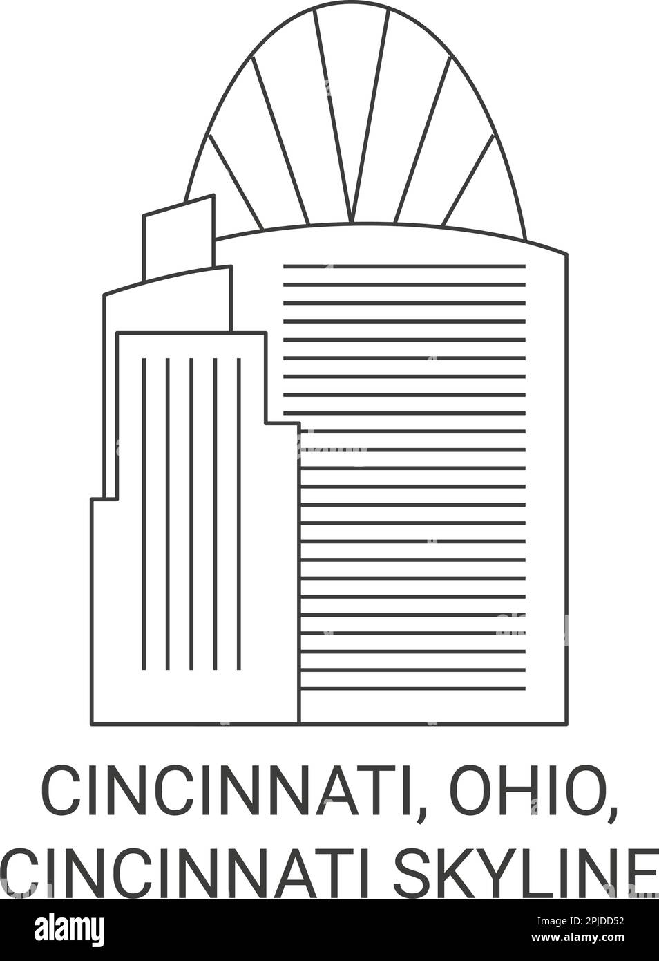 Stati Uniti, Cincinnati, Ohio, Cincinnati Skyline viaggio punto di riferimento vettore illustrazione Illustrazione Vettoriale